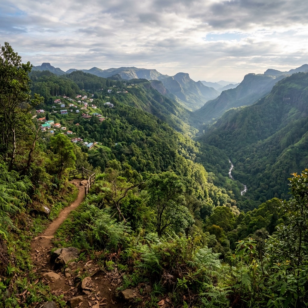 Vattakanal hills wrapped in morning mist